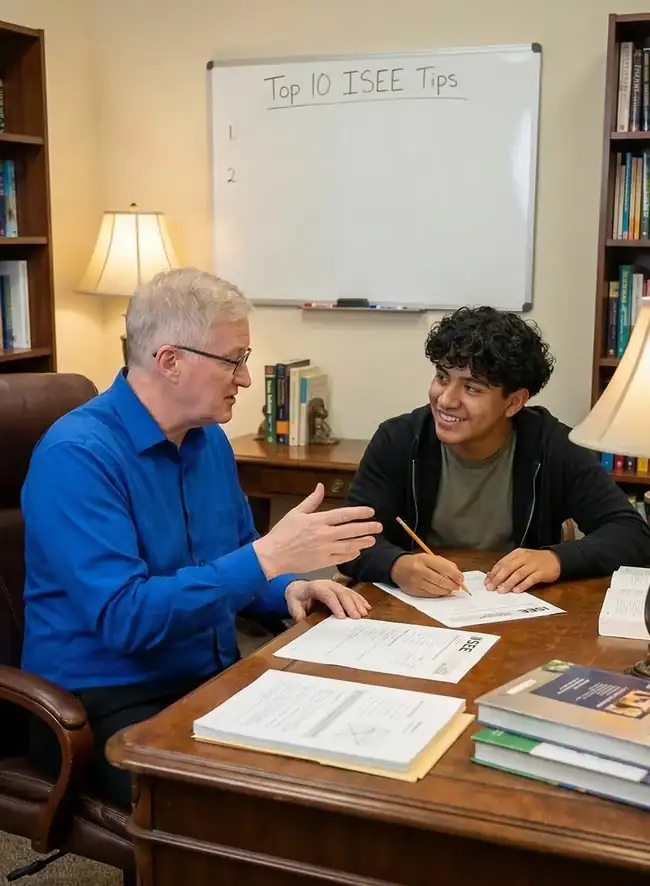 Dr. Donnelly explaining ISEE exam strategies during a private tutoring session in San Diego