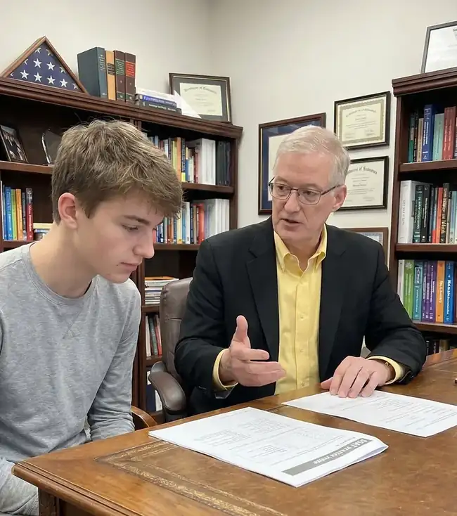 Dr. Donnelly working with a high school student on SSAT Upper Level preparation